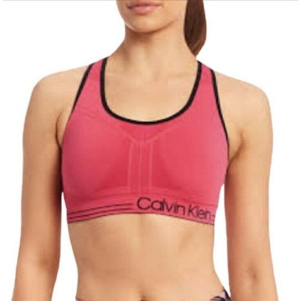 Calvin Klein Performance Pink Reversible Racerback Medium Impact Sports Bra XS